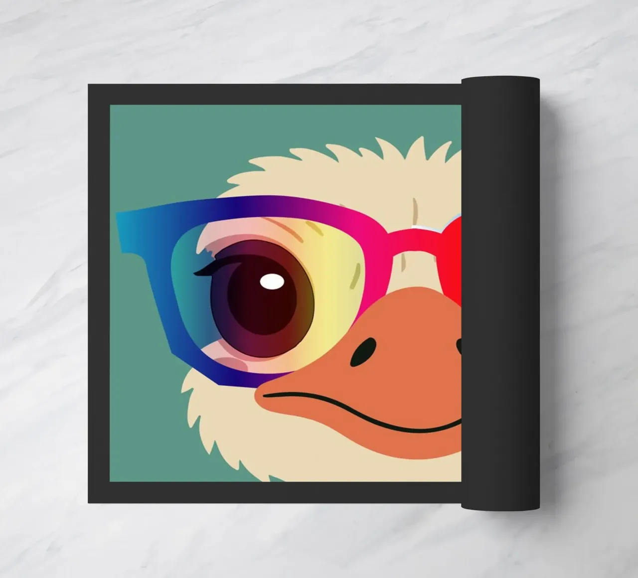 Struzzo colorato con occhiali arcobaleno - Motivo animale impertinente zerbino da namosh