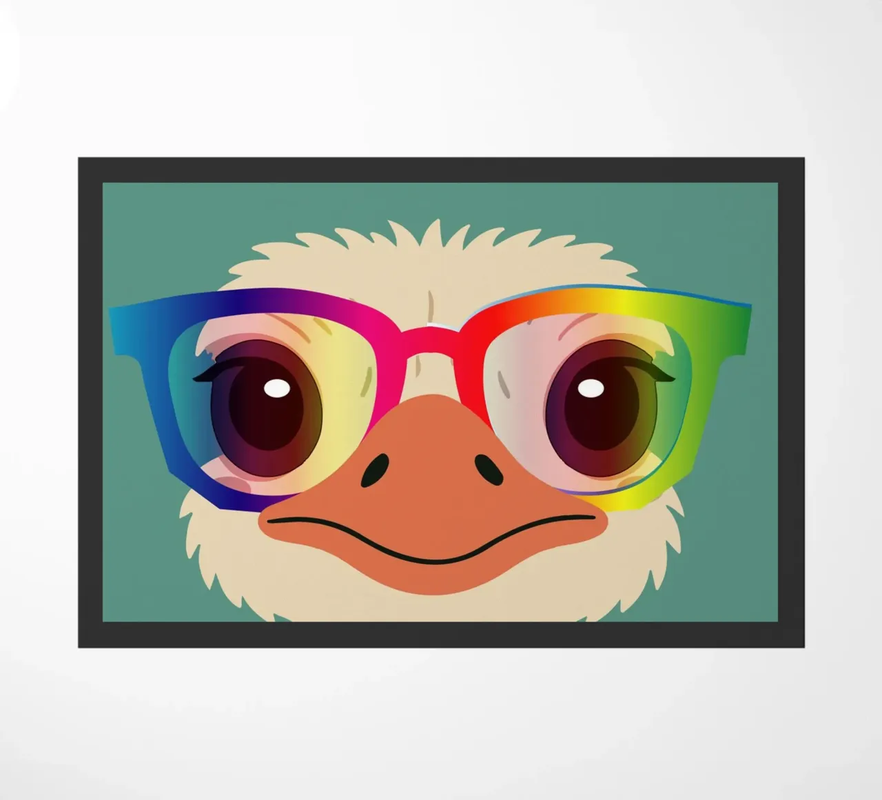 Struzzo colorato con occhiali arcobaleno - Motivo animale impertinente zerbino da namosh
