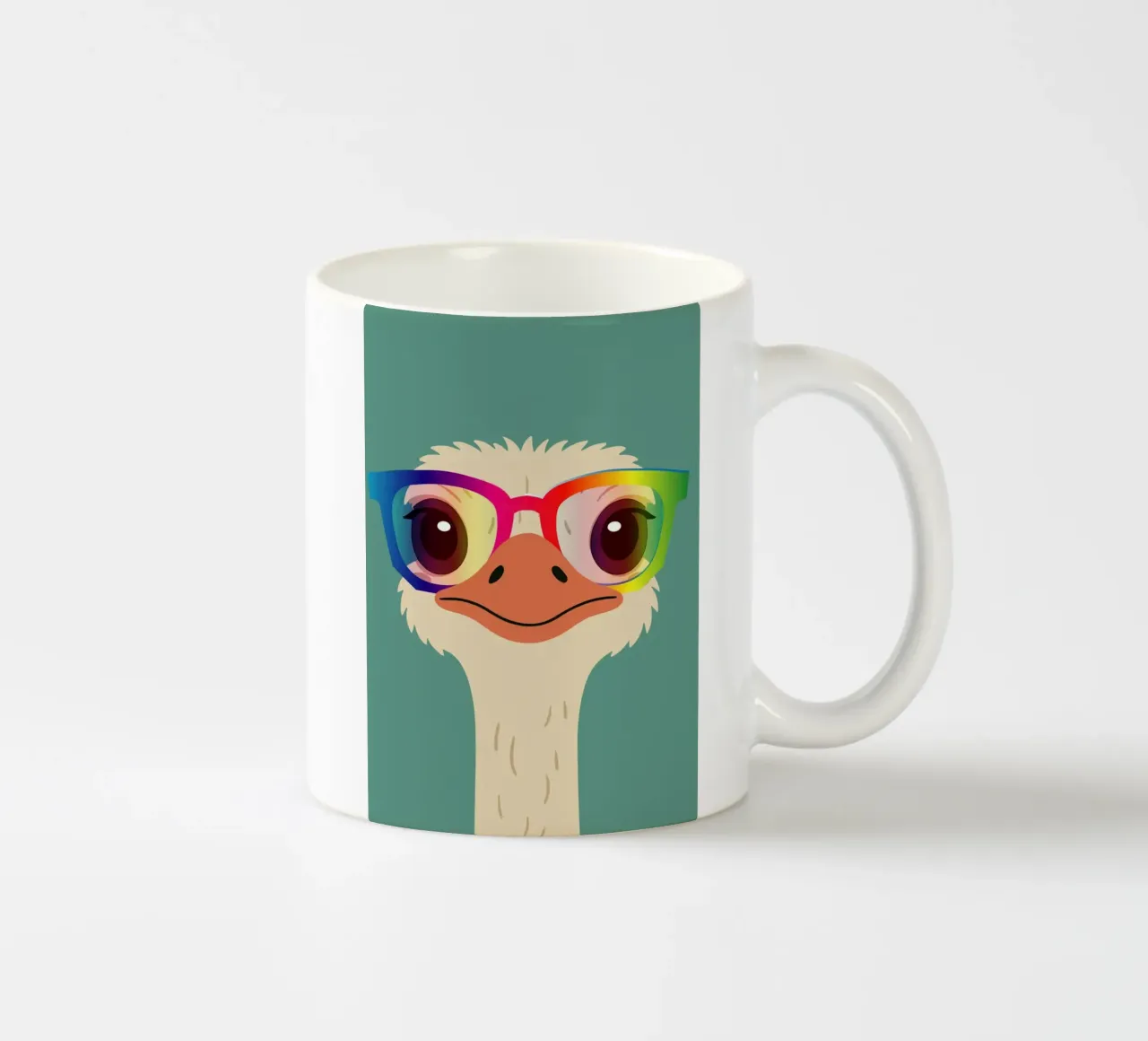 Struzzo colorato con occhiali arcobaleno - Motivo animale impertinente tazza in ceramica da namosh