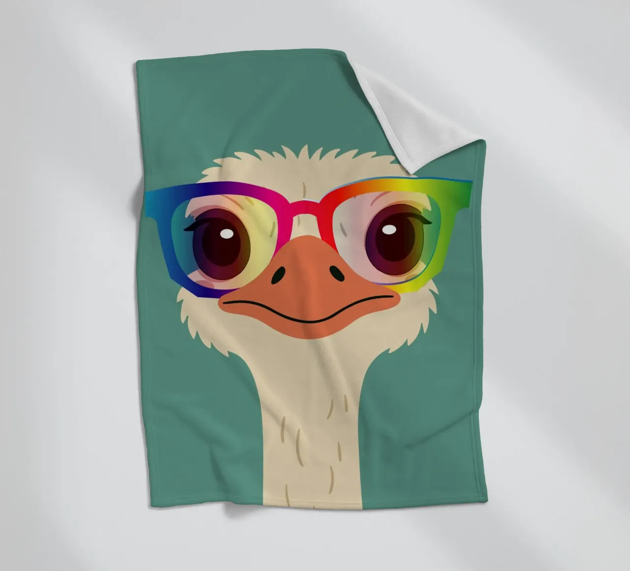 Struzzo colorato con occhiali arcobaleno - Motivo animale impertinente coperta in pile da namosh