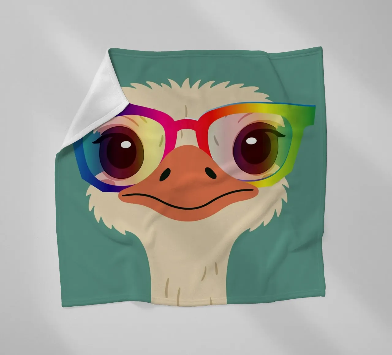 Struzzo colorato con occhiali arcobaleno - Motivo animale impertinente coperta in pile da namosh