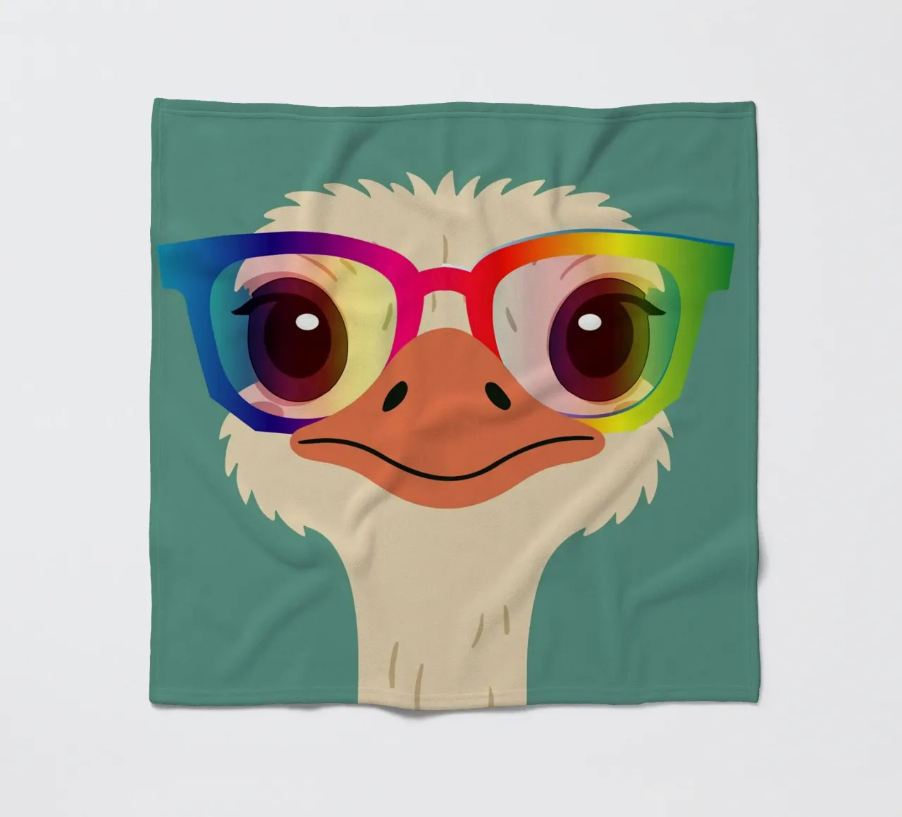 Struzzo colorato con occhiali arcobaleno - Motivo animale impertinente coperta in pile da namosh