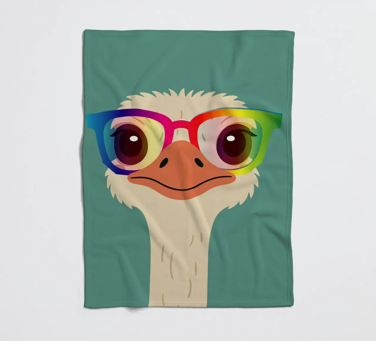 Struzzo colorato con occhiali arcobaleno - Motivo animale impertinente coperta in pile da namosh