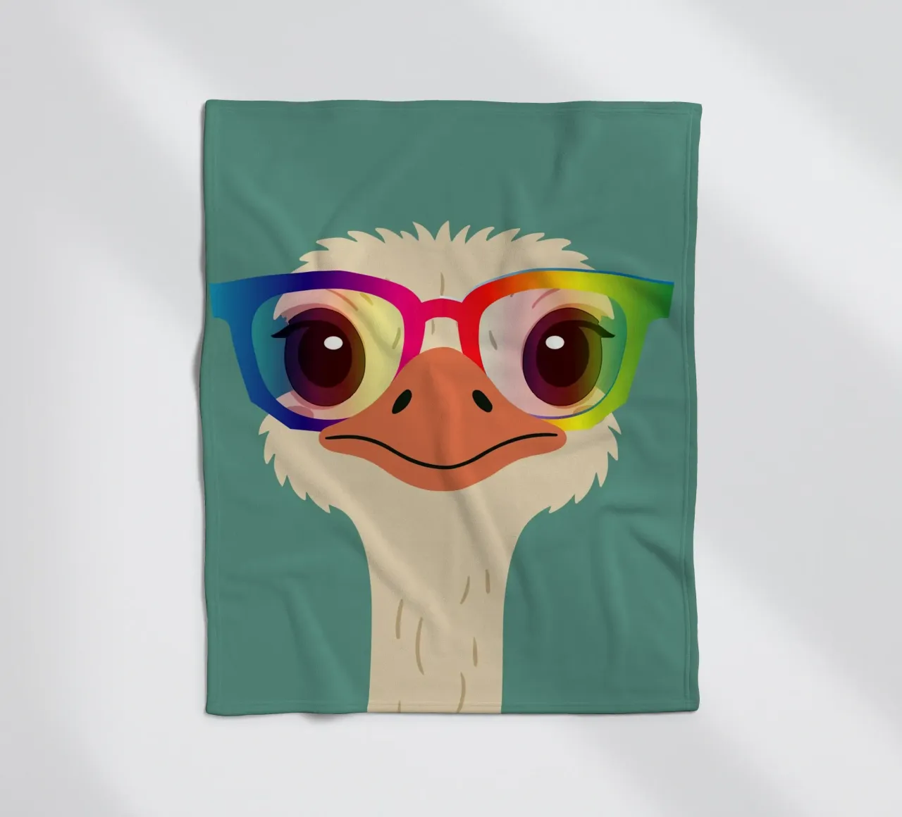 Struzzo colorato con occhiali arcobaleno - Motivo animale impertinente coperta in pile da namosh