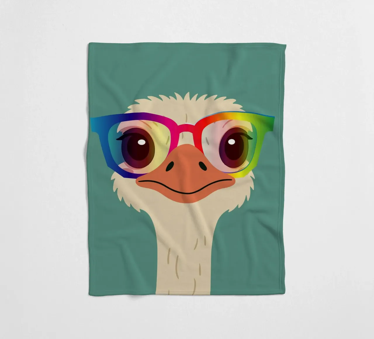 Struzzo colorato con occhiali arcobaleno - Motivo animale impertinente coperta in pile da namosh