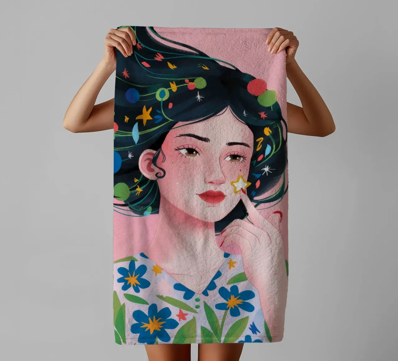 Bloemen Licht Symfonie badhanddoek van Twilight Muse