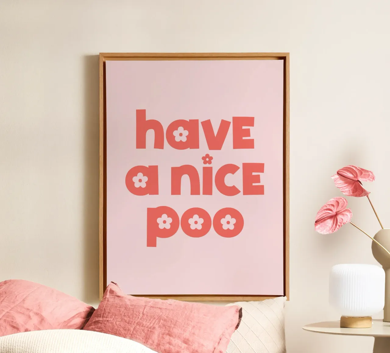 Have a nice Poo (Pink and Red tone) canvas with Floater frame by Paigaam Studio