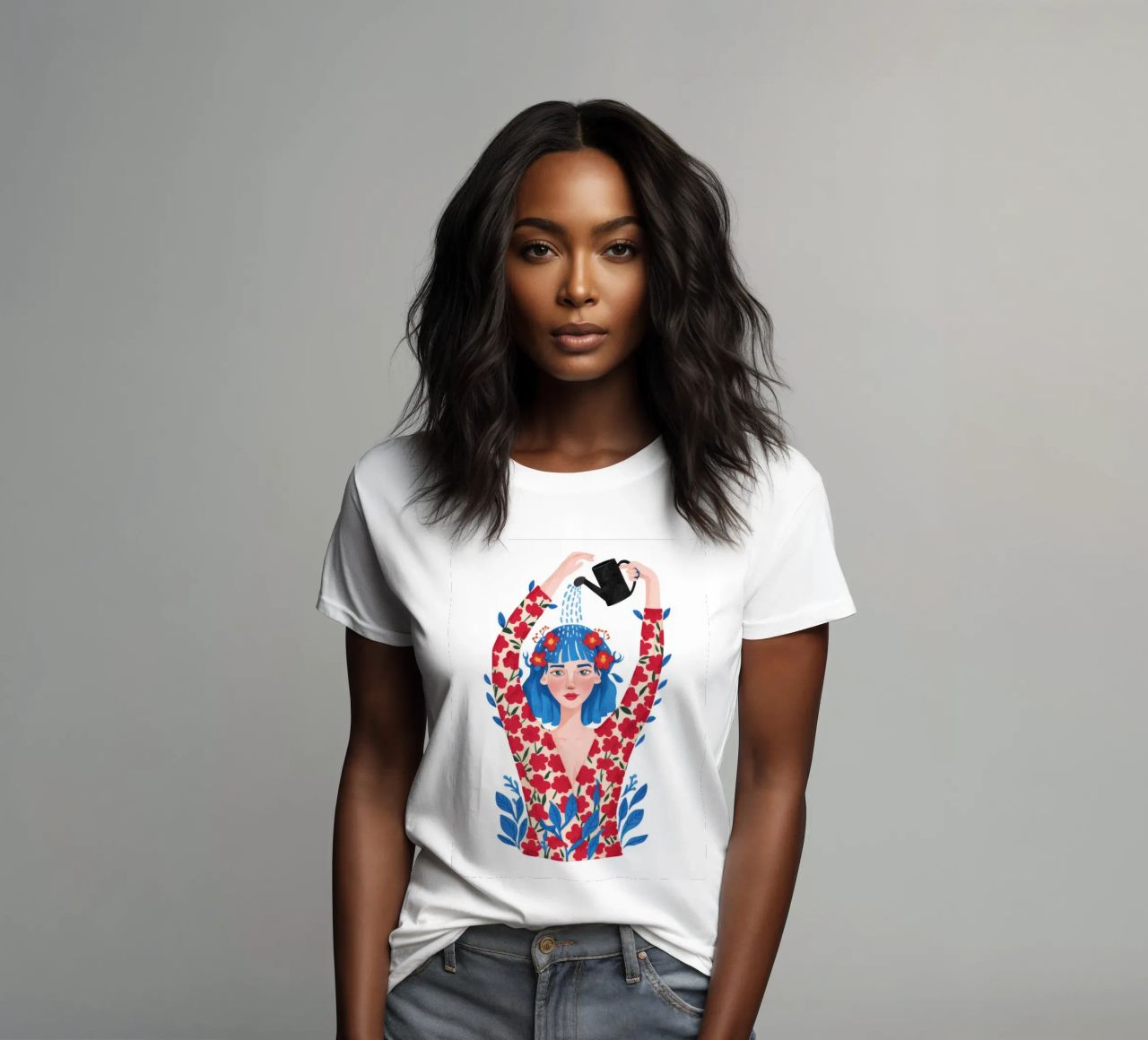 Red Blossom Dance women's fitted t-shirt by Twilight Muse