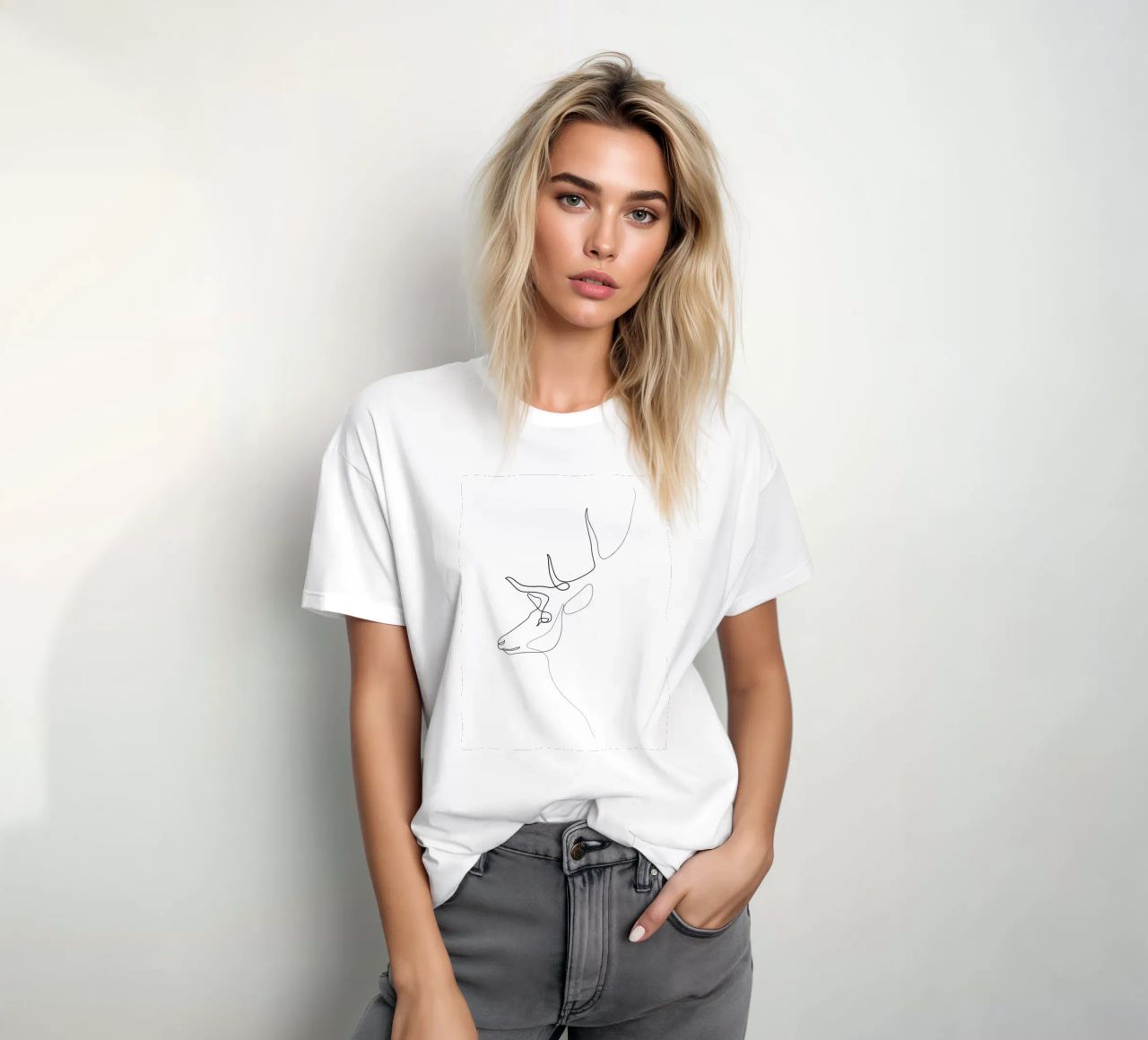 Wanderer - Cervo di una linea t-shirt da Addillum