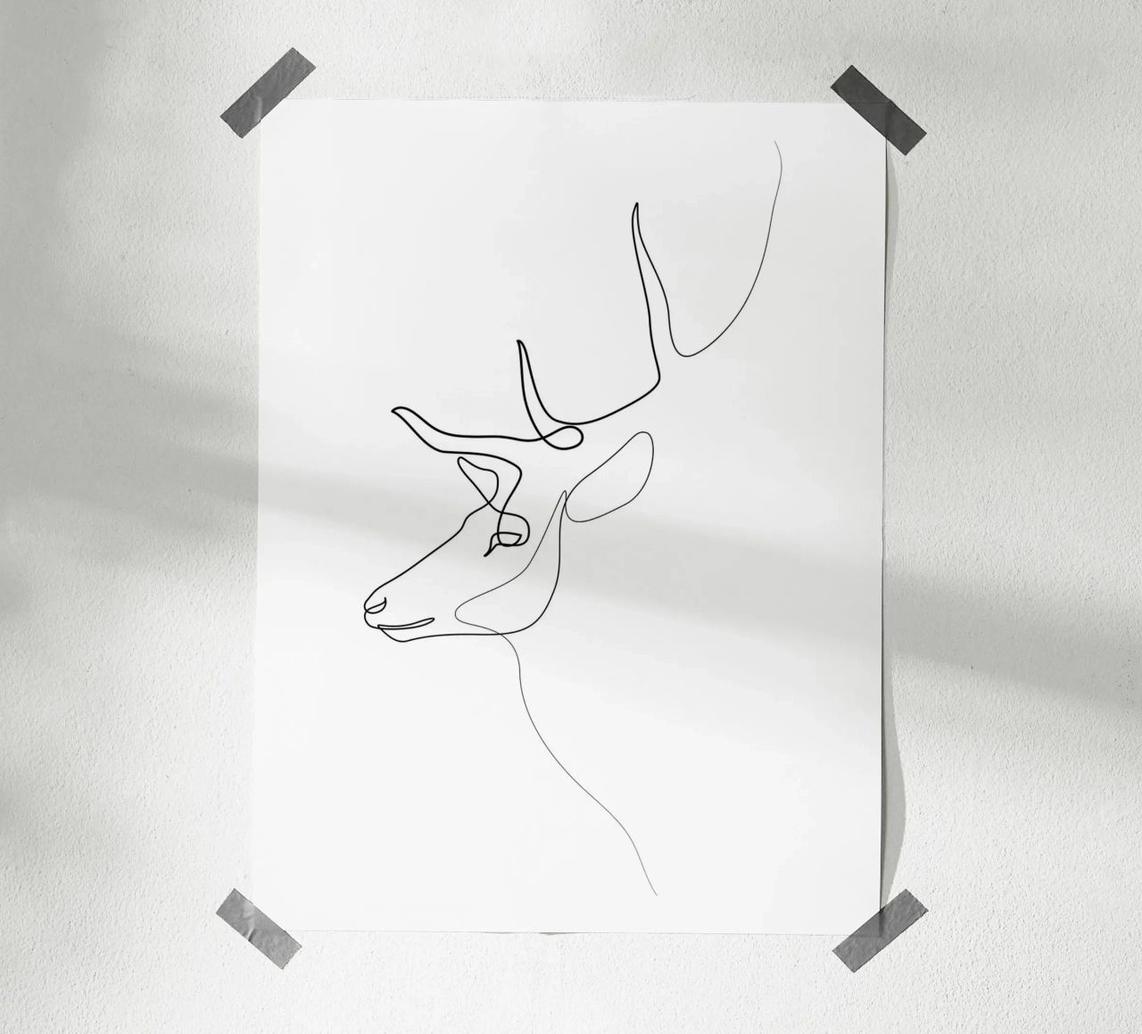 Wanderer - Cervo di una linea carta hahnemühle da Addillum