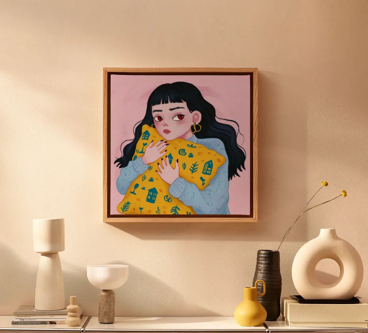 Gemütliche Umarmung Leinwand mit Schattenfugenrahmen von Twilight Muse