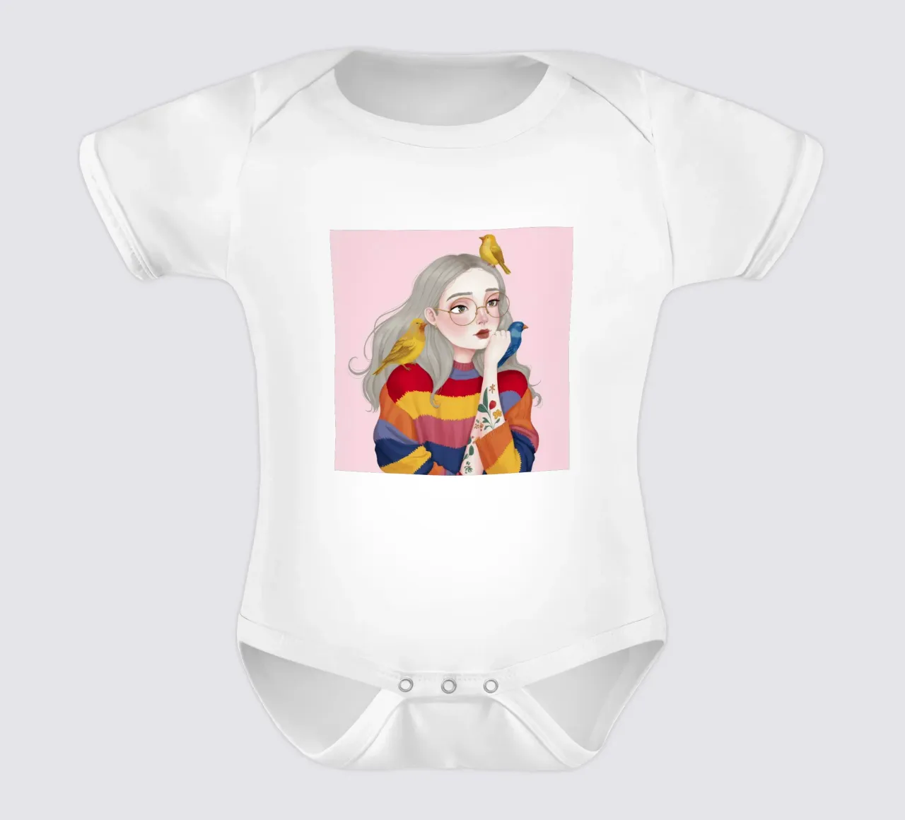 Bird Harmony Kurzarm Babybody von Twilight Muse