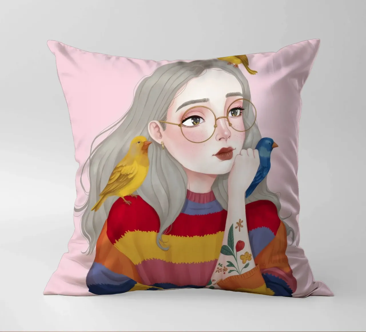 Bird Harmony decorative cushion by Twilight Muse