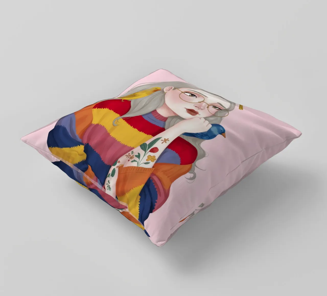 Bird Harmony decorative cushion by Twilight Muse