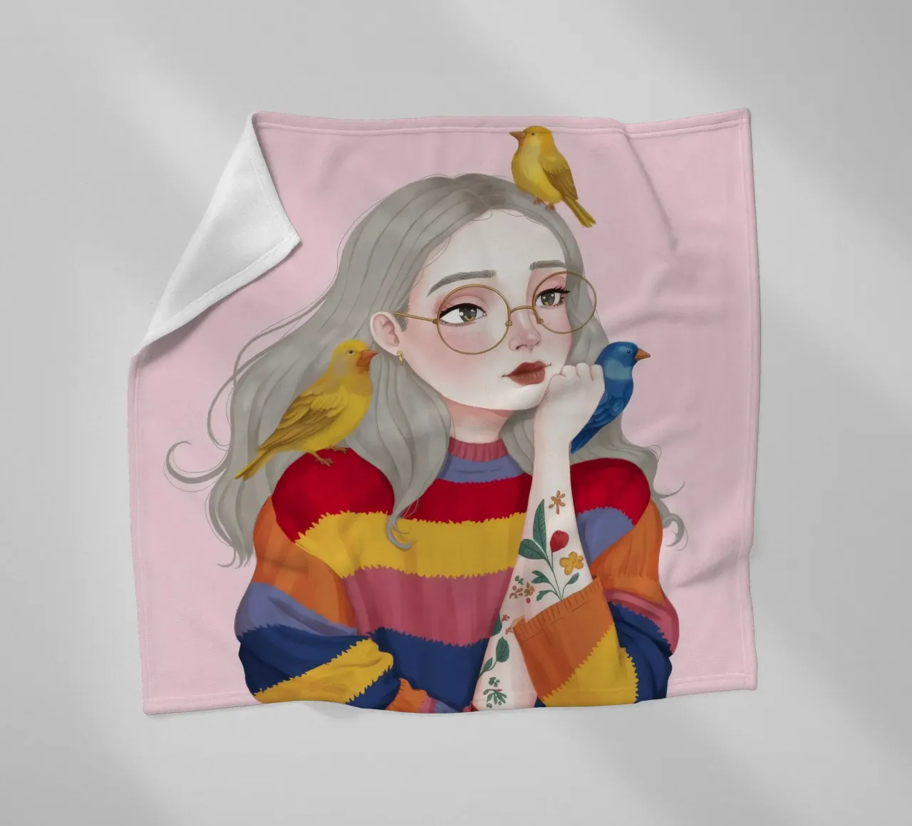 Bird Harmony fleece blanket by Twilight Muse