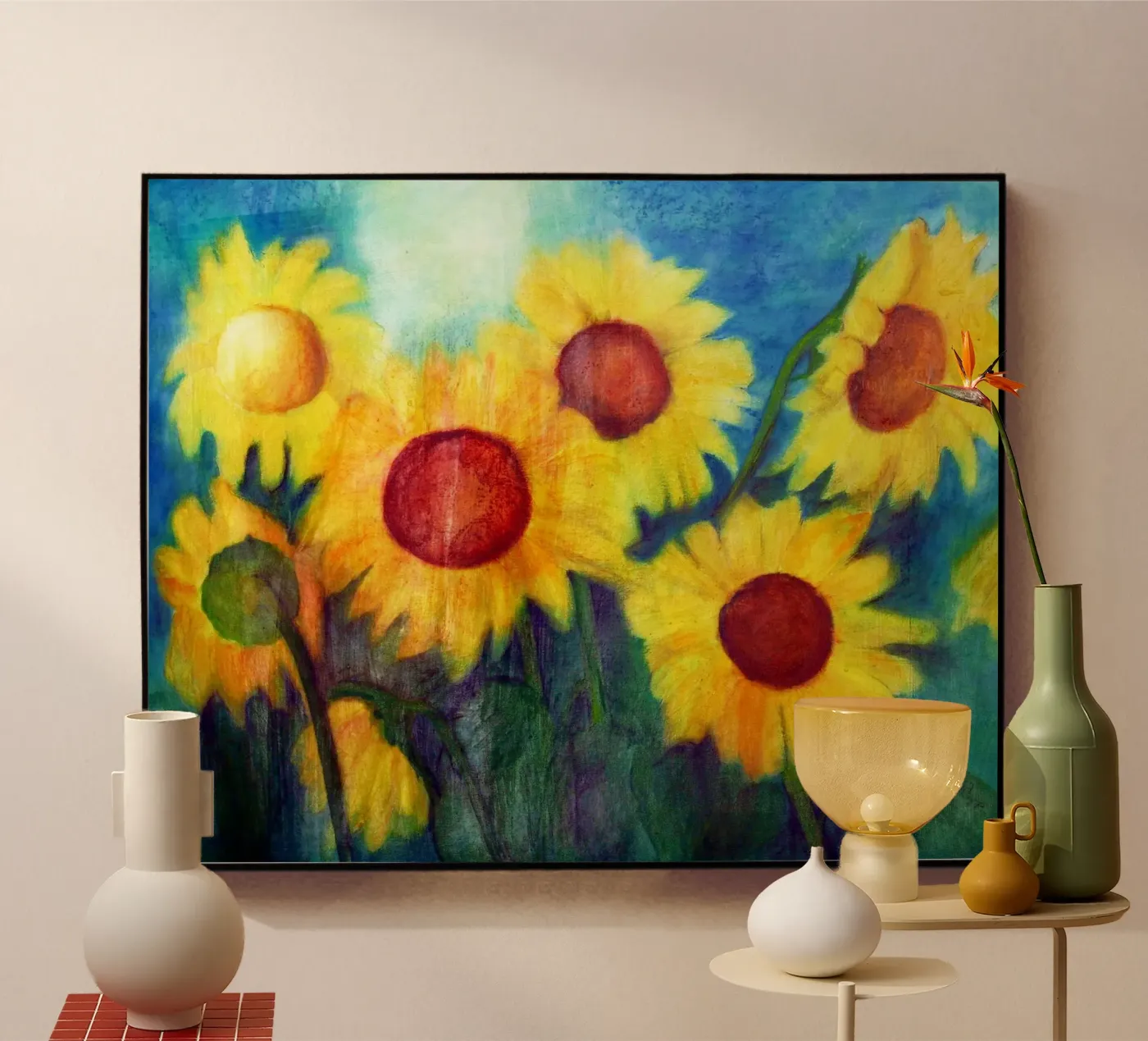 Sonnenblumen acryl van Anita Gewald