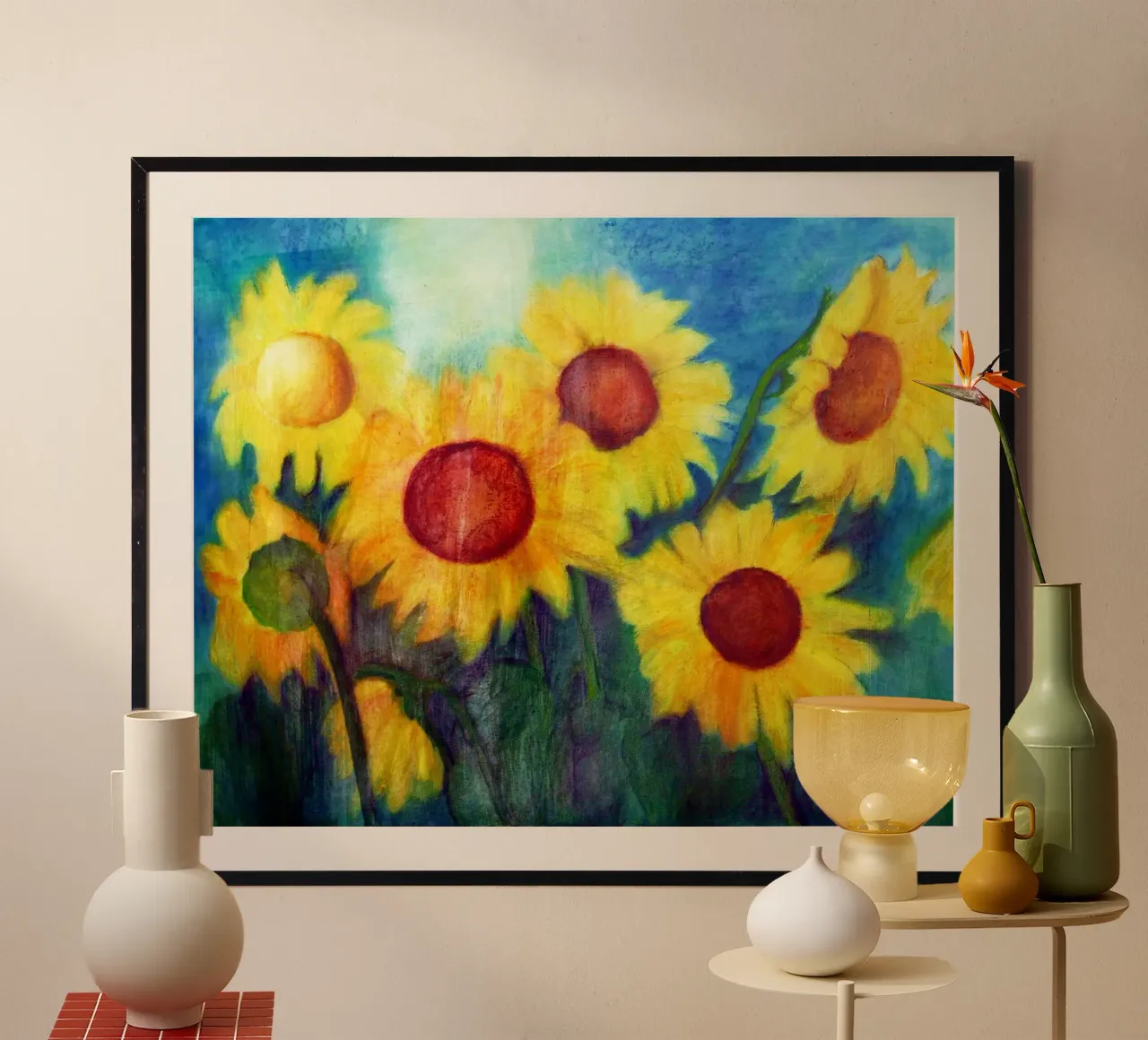 Sonnenblumen poster con telaio in alluminio da Anita Gewald