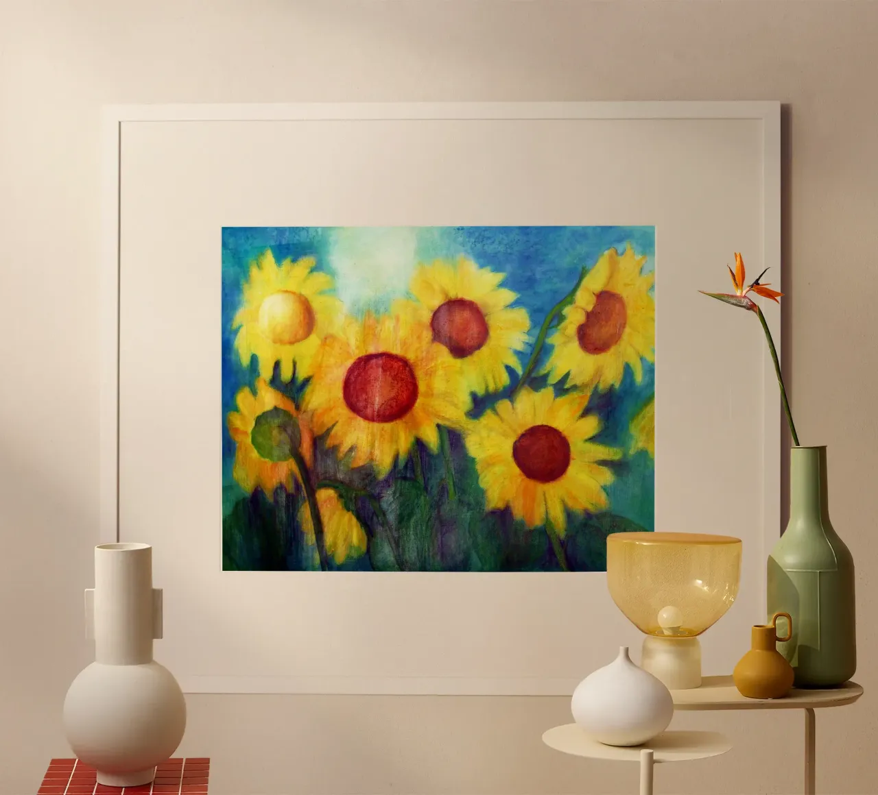 Sonnenblumen poster con telaio in alluminio da Anita Gewald