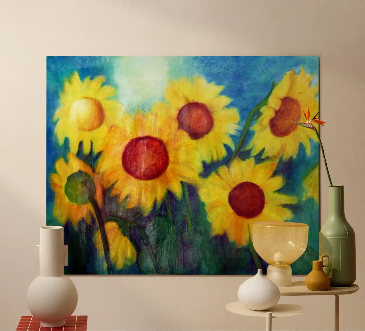 Sonnenblumen poster con telaio in alluminio da Anita Gewald