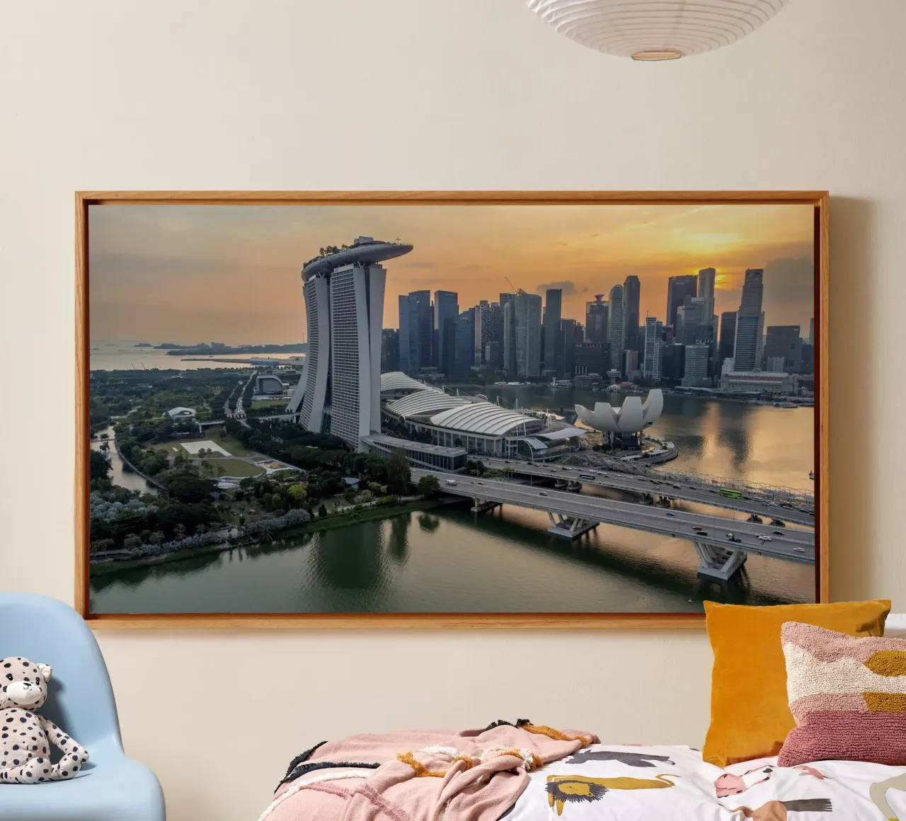 Vue aérienne de la ville de Singapour toile avec Caisse américaine de anderm