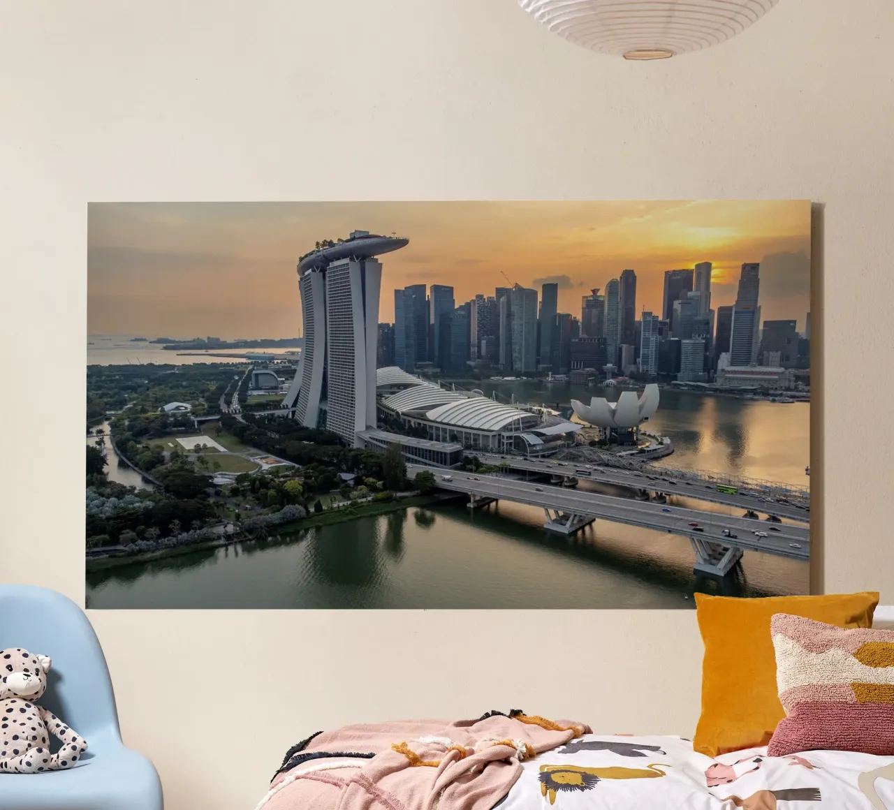 Vue aérienne de la ville de Singapour toile avec Caisse américaine de anderm