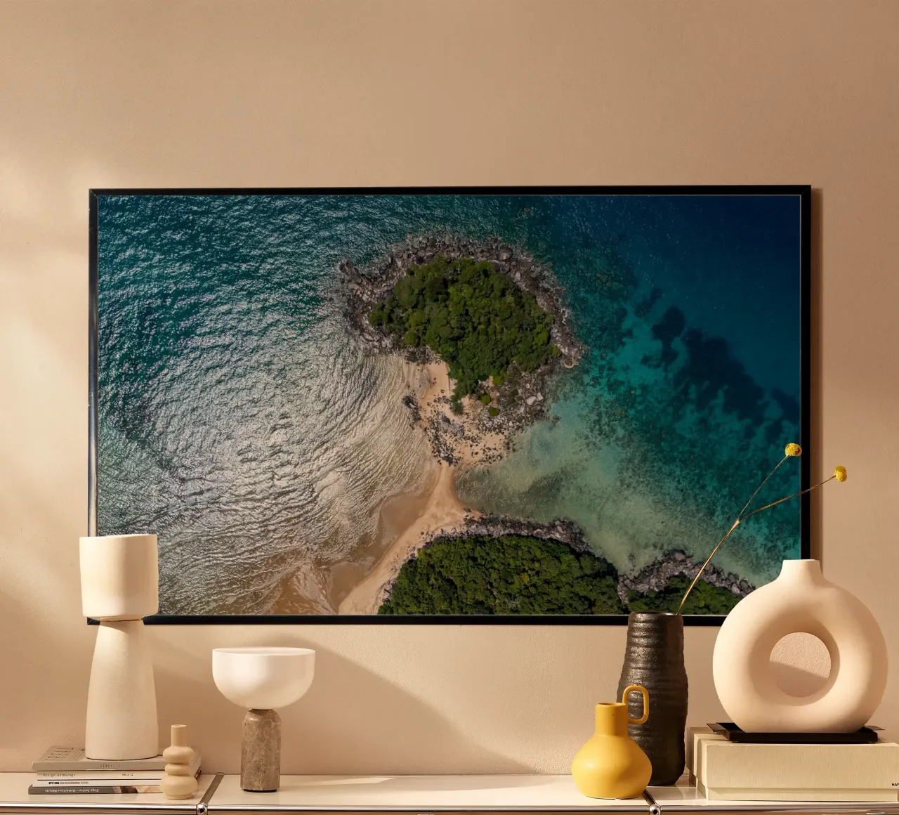 Vue aérienne de l'île de Tioman en Malaisie, Asie poster avec cadre en aluminium de anderm
