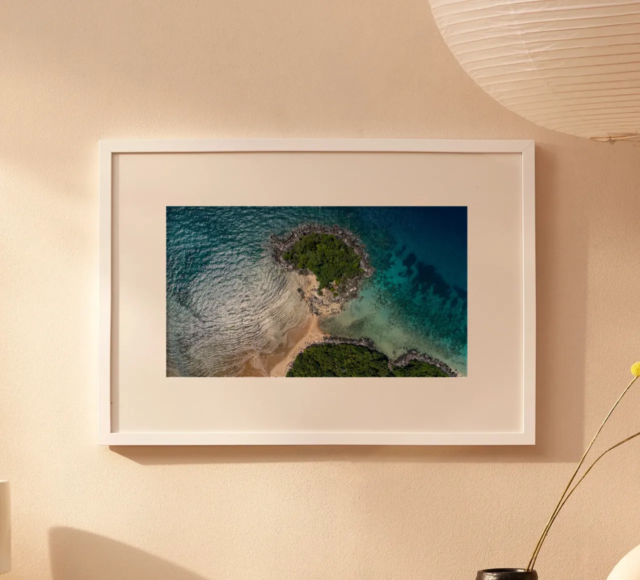 Vue aérienne de l'île de Tioman en Malaisie, Asie poster avec cadre en aluminium de anderm