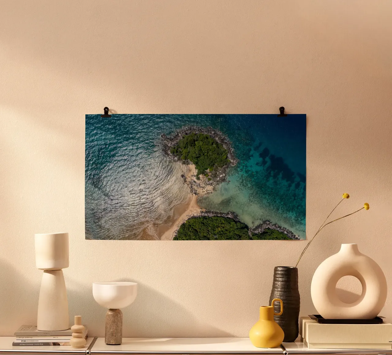 Vue aérienne de l'île de Tioman en Malaisie, Asie poster avec cadre en aluminium de anderm