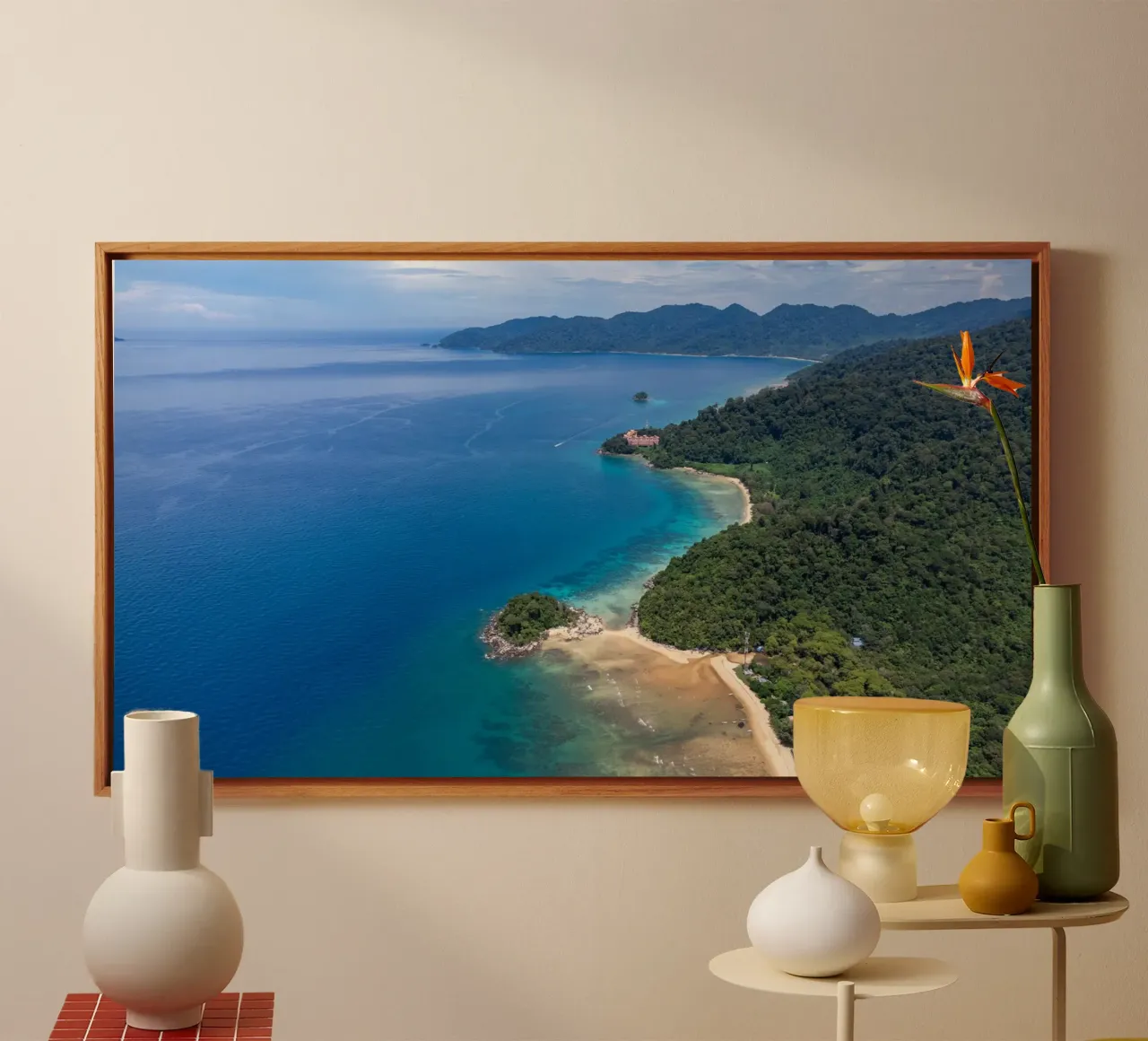 Vue aérienne de l'île de Tioman en Malaisie, Asie toile avec Caisse américaine de anderm