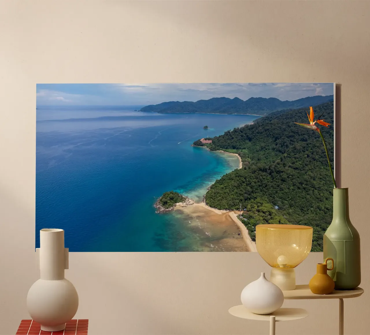 Vue aérienne de l'île de Tioman en Malaisie, Asie toile avec Caisse américaine de anderm