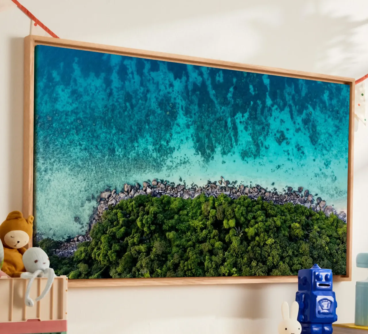 Vue aérienne de l'île de Tioman en Malaisie, Asie toile avec Caisse américaine de anderm