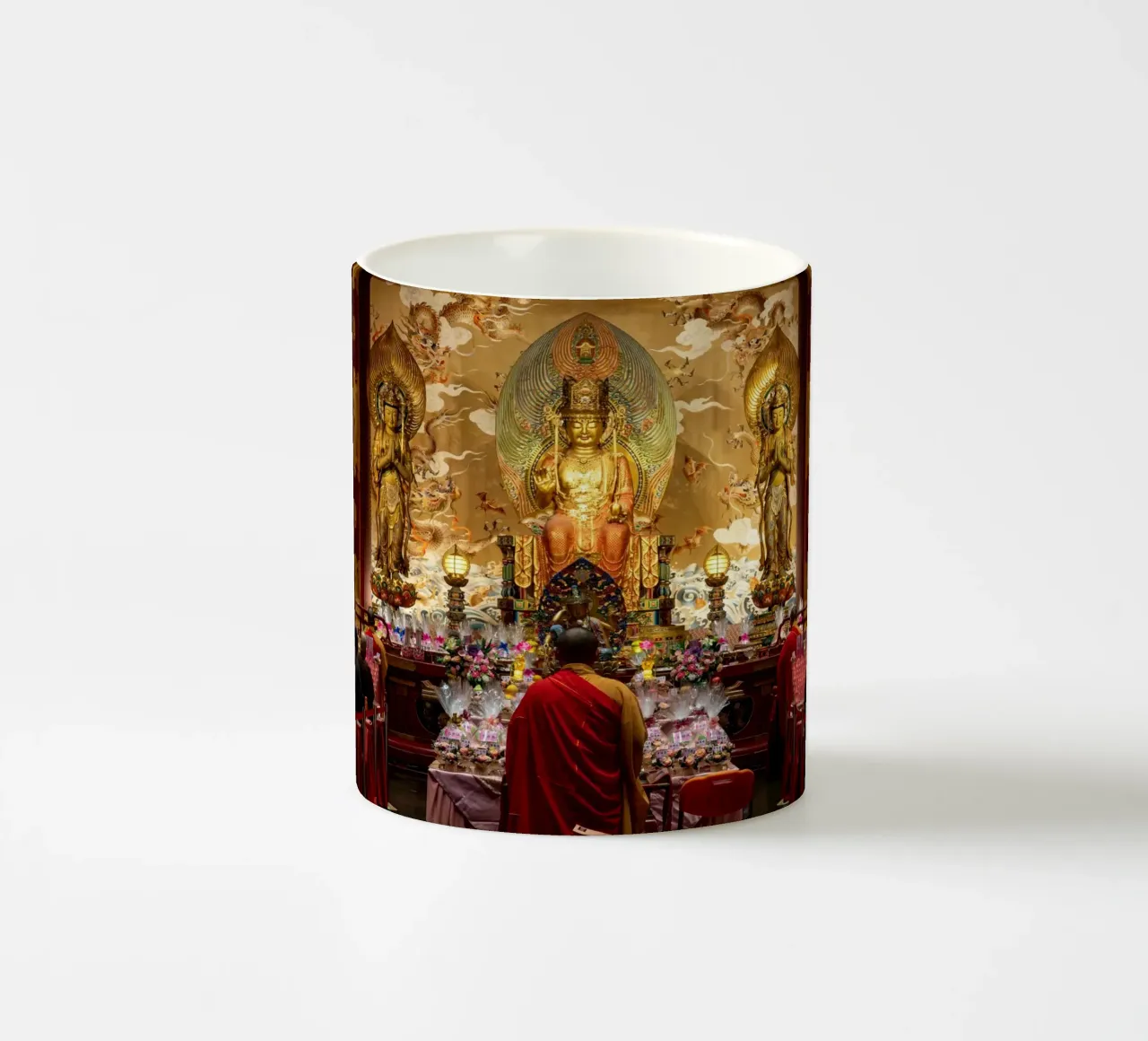 Monaco nel tempio delle reliquie del dente di Buddha tazza in ceramica da anderm