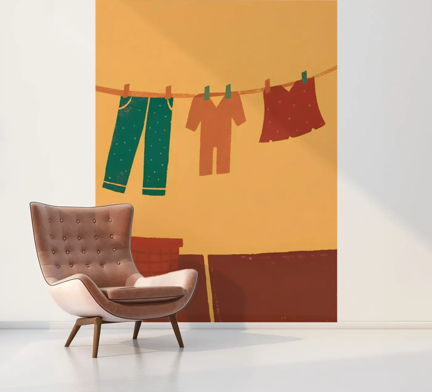 Drying Clothes fotobehang van PERSONAL TOUCH