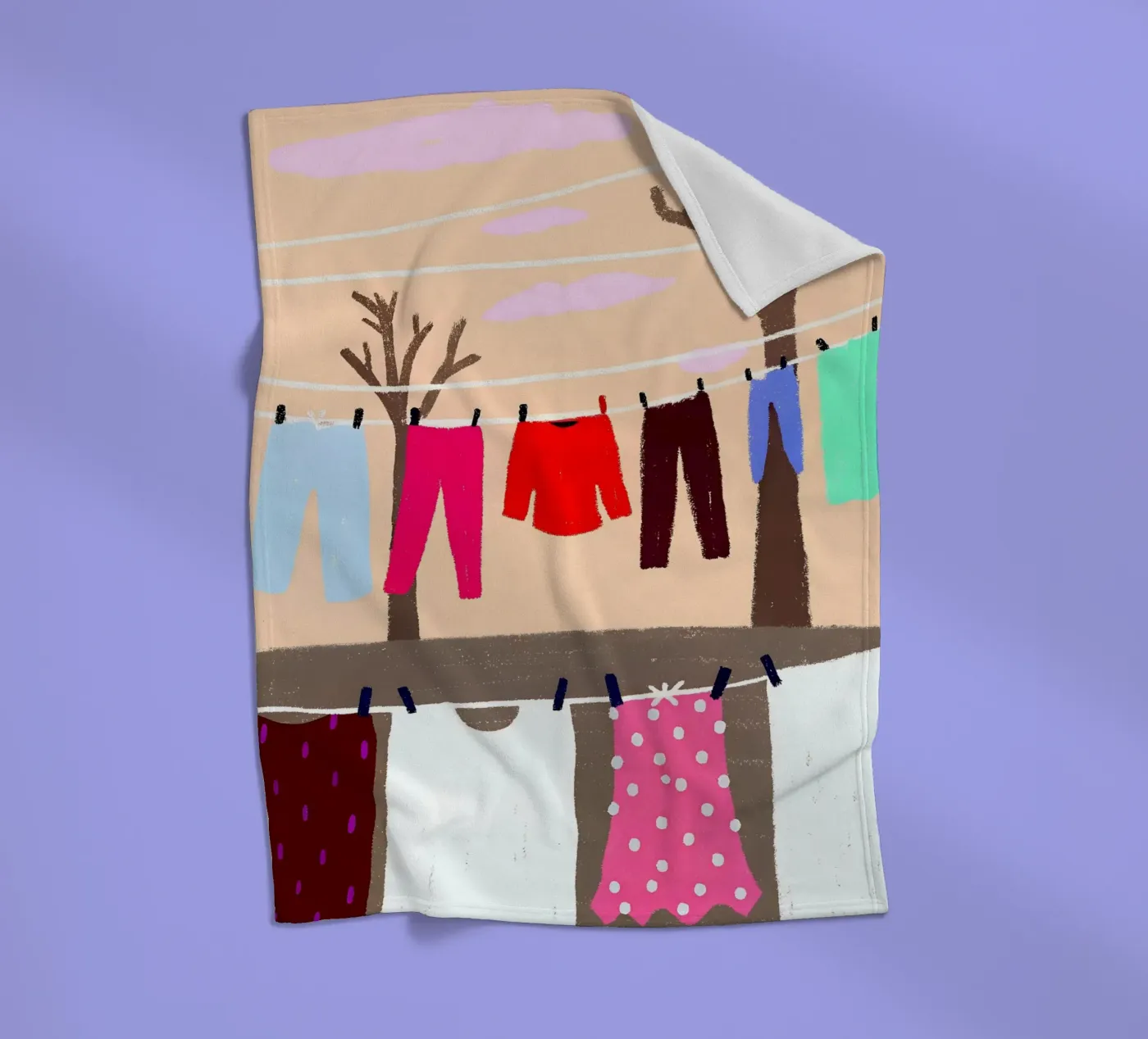 Drying Clothes fleece blanket by PERSONAL TOUCH