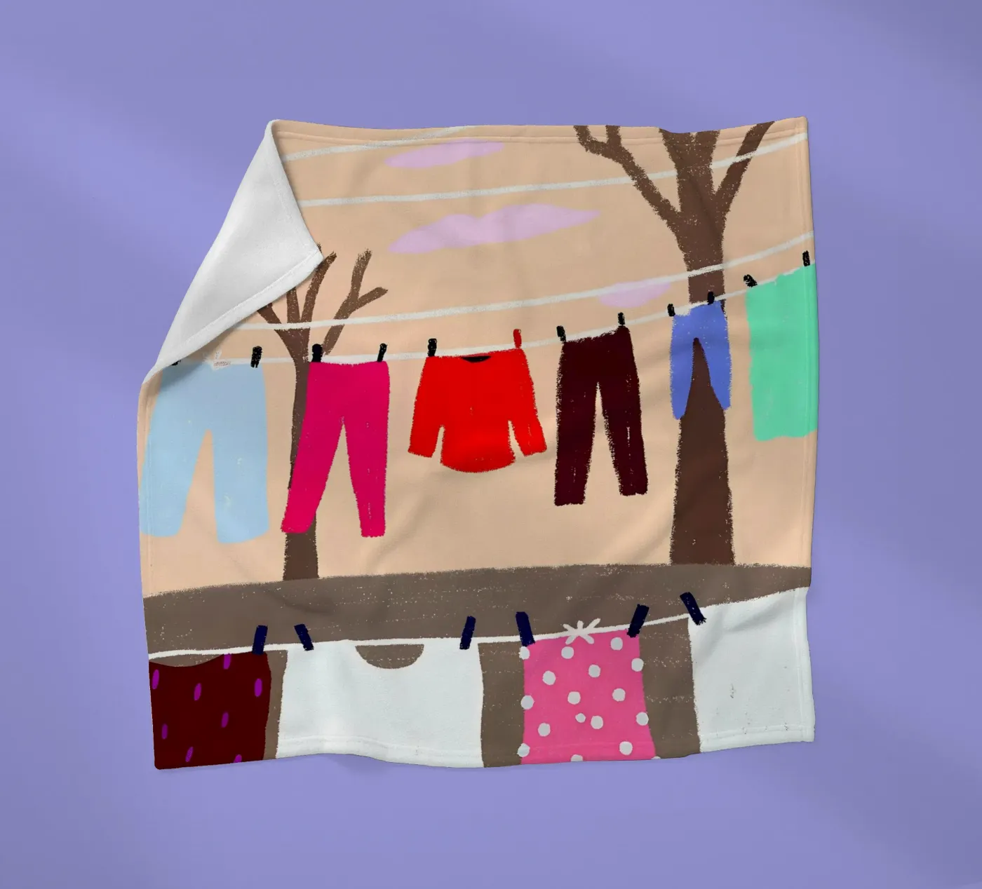 Drying Clothes fleece blanket by PERSONAL TOUCH