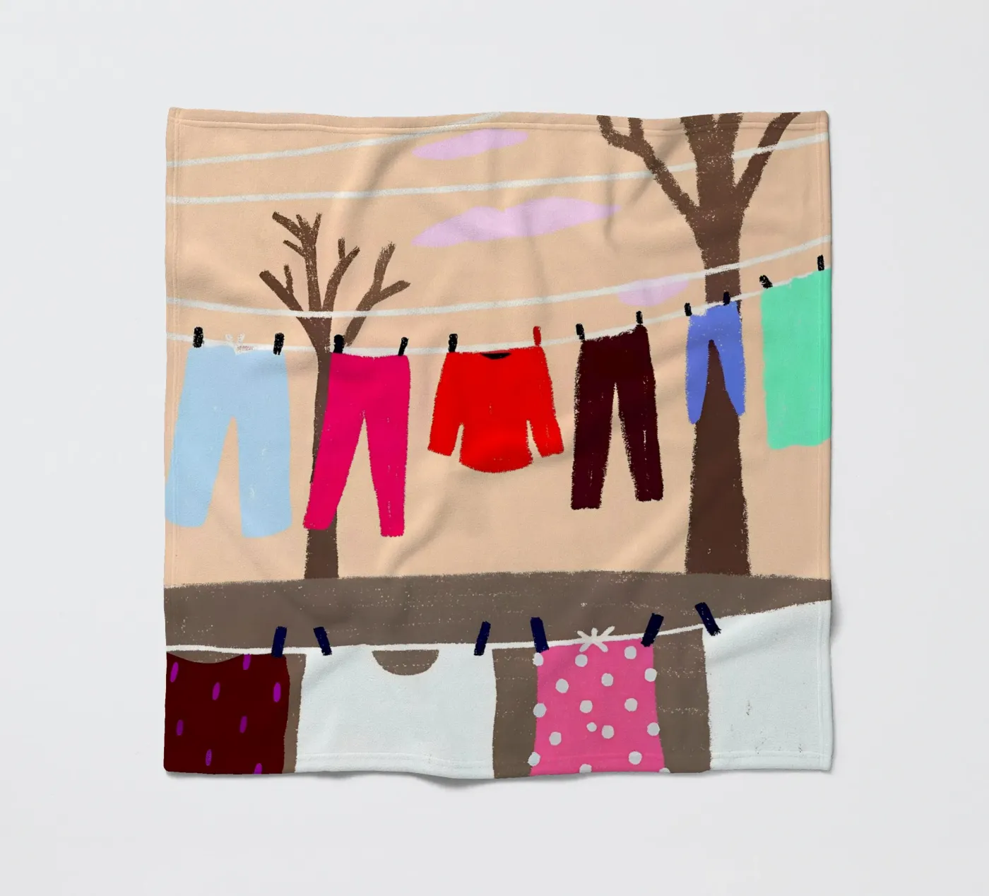 Drying Clothes fleece blanket by PERSONAL TOUCH