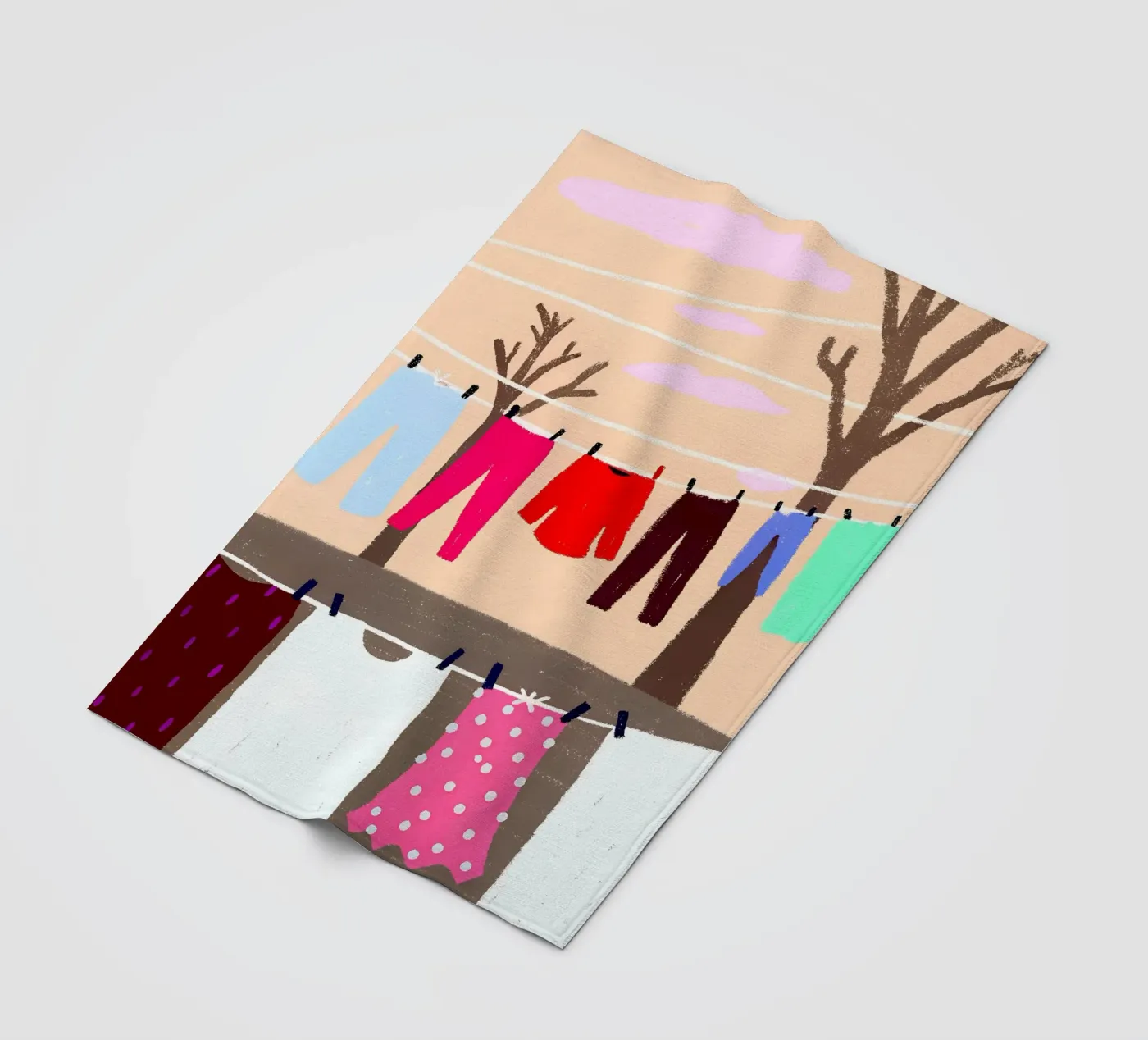 Drying Clothes fleece blanket by PERSONAL TOUCH