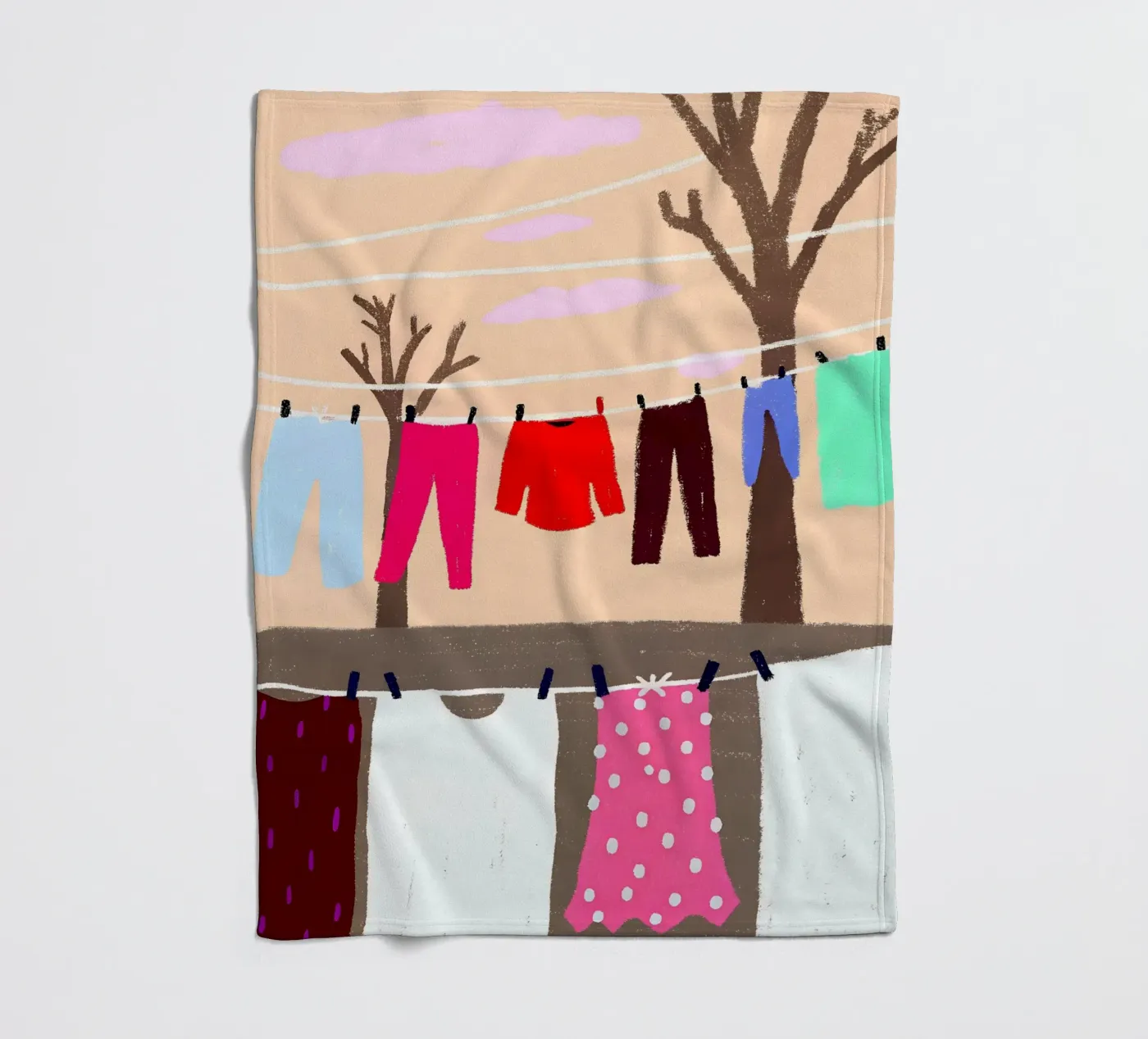 Drying Clothes fleece blanket by PERSONAL TOUCH