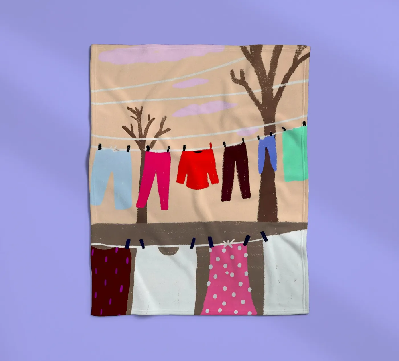 Drying Clothes fleece blanket by PERSONAL TOUCH