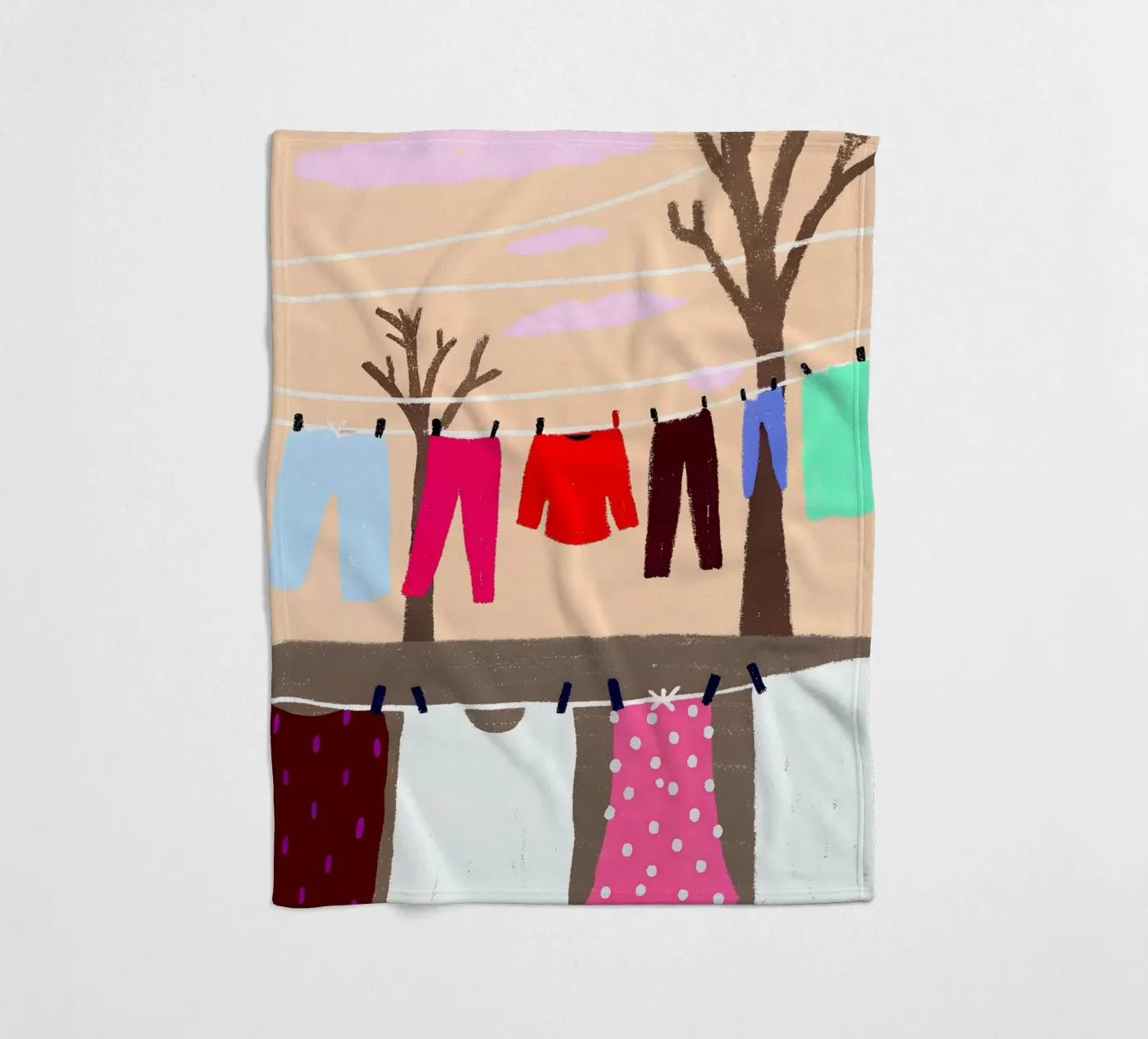 Drying Clothes fleece blanket by PERSONAL TOUCH