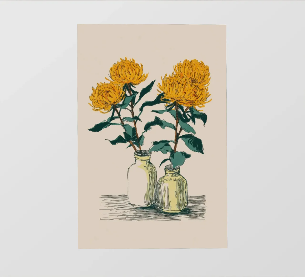 Fiori gialli in vaso pellicola backlit da Melloi Art Print