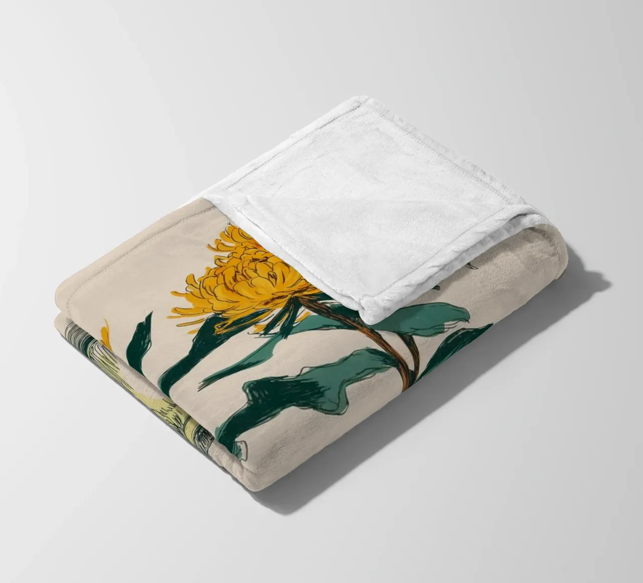 Yellow Flowers in Vases fleece blanket by Melloi Art Print