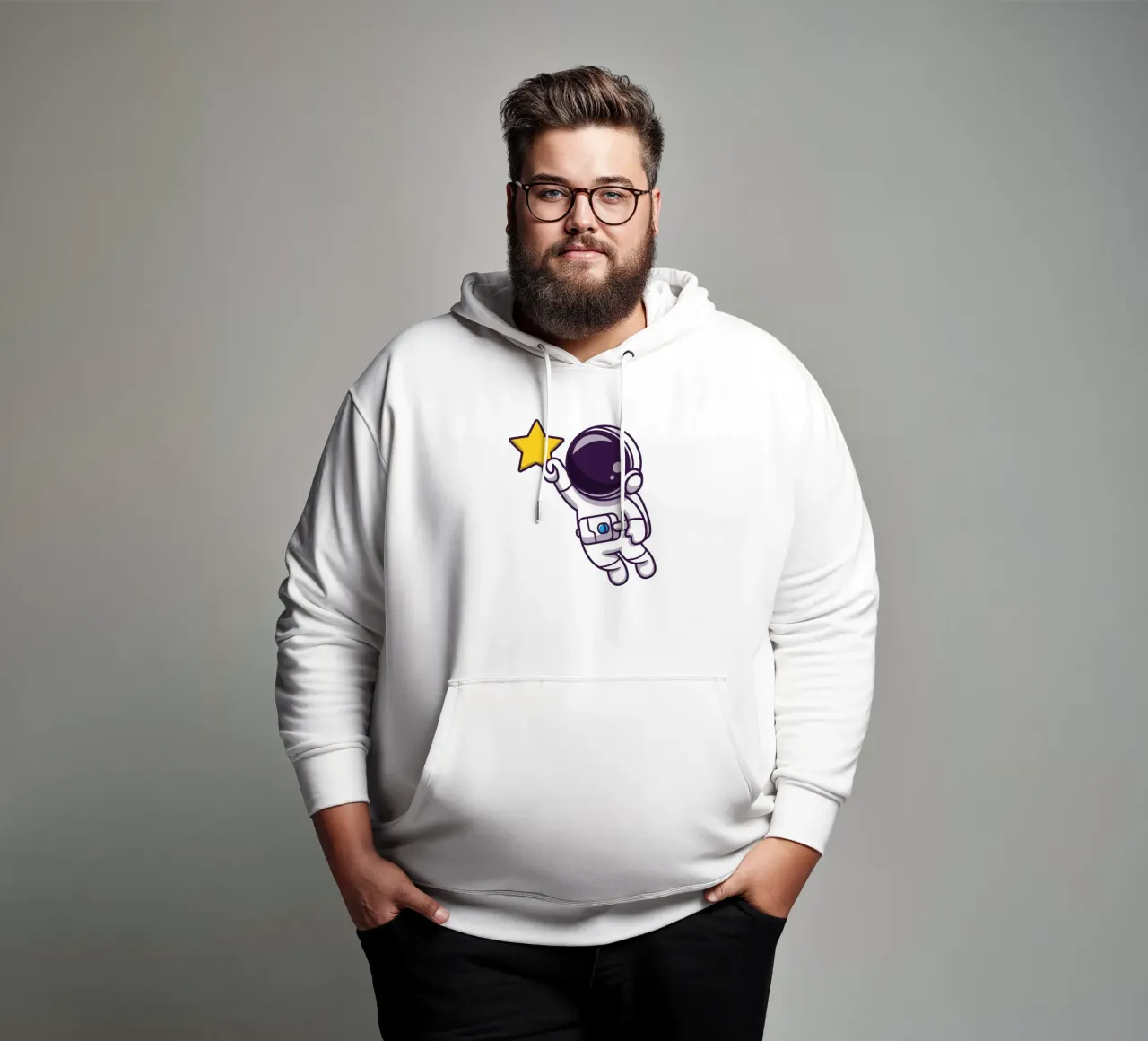 Astronauta che vola e tiene in mano una stella felpa con cappuccio da brockcon Shop