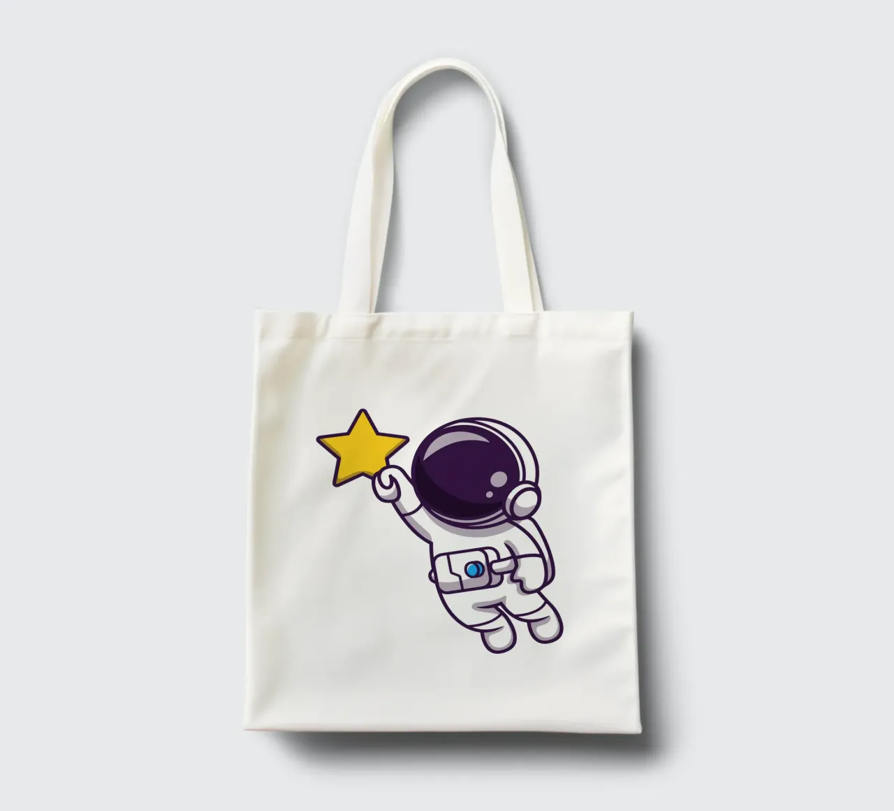 Astronauta che vola e tiene in mano una stella borsa in juta da brockcon Shop