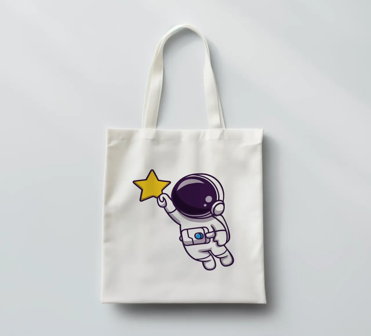 Astronauta che vola e tiene in mano una stella borsa in juta da brockcon Shop