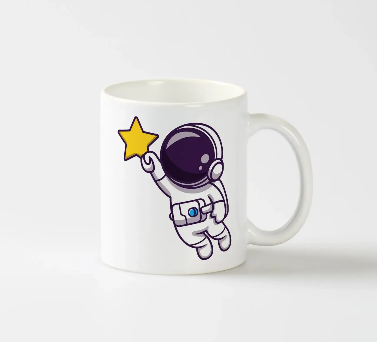 Astronauta che vola e tiene in mano una stella tazza in ceramica da brockcon Shop