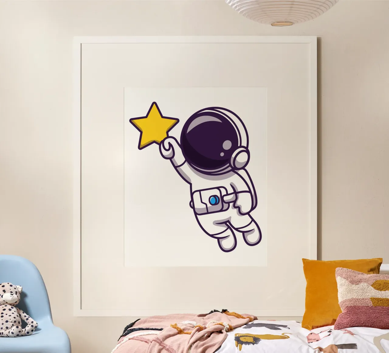 Astronauta che vola e tiene in mano una stella carta hahnemühle da brockcon Shop