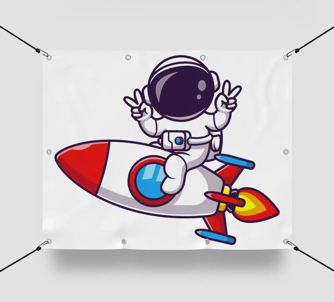 Astronauta che guida un razzo con la mano della pace telo in pvc da brockcon Shop