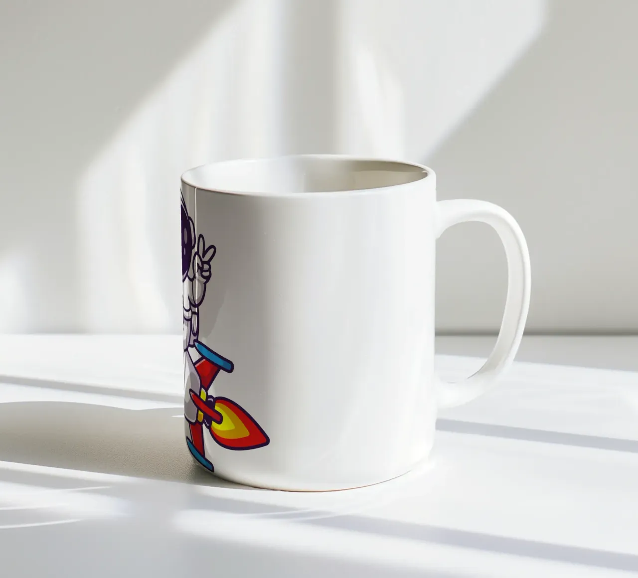 Astronauta che guida un razzo con la mano della pace tazza in ceramica da brockcon Shop