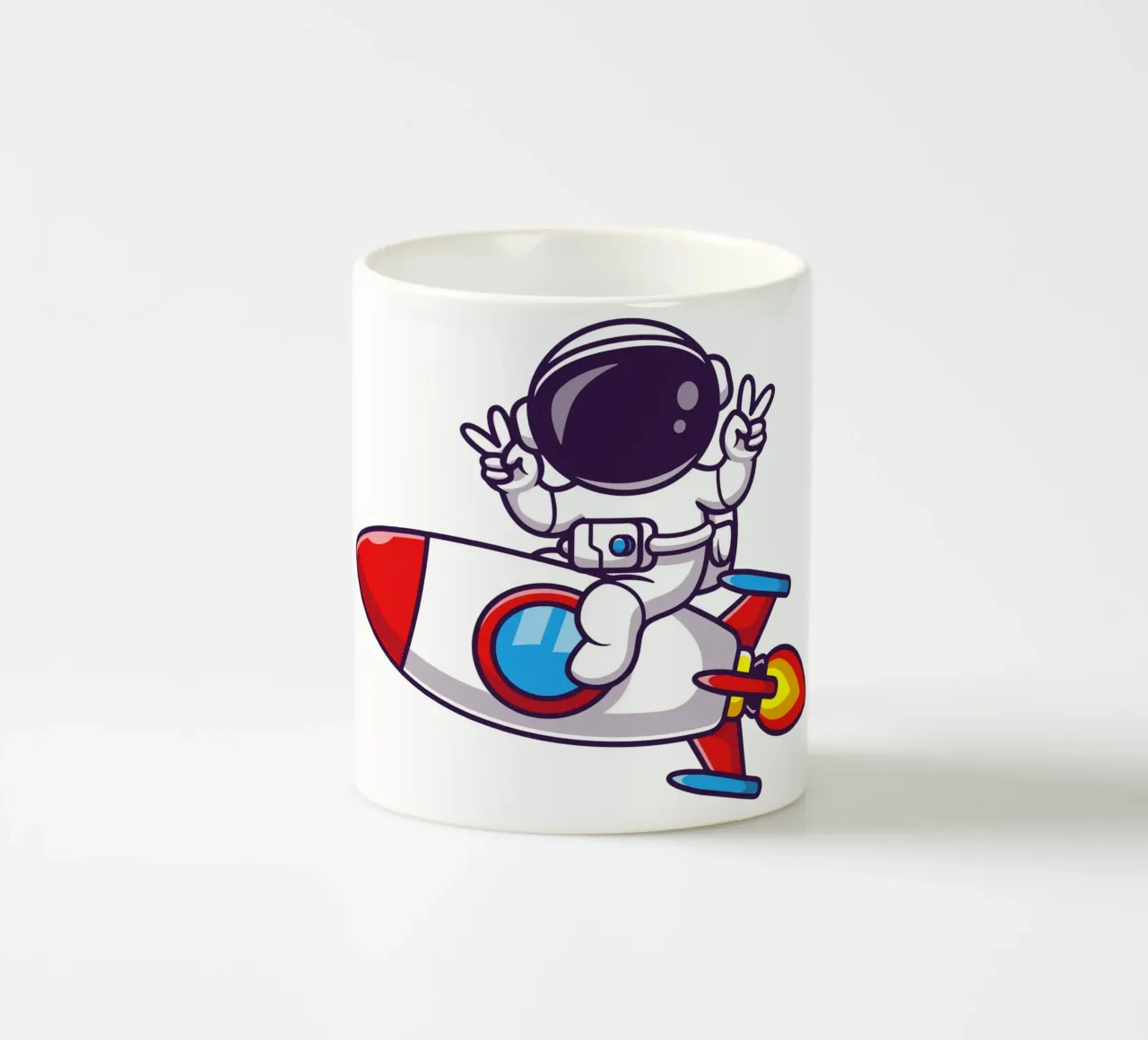 Astronauta che guida un razzo con la mano della pace tazza in ceramica da brockcon Shop